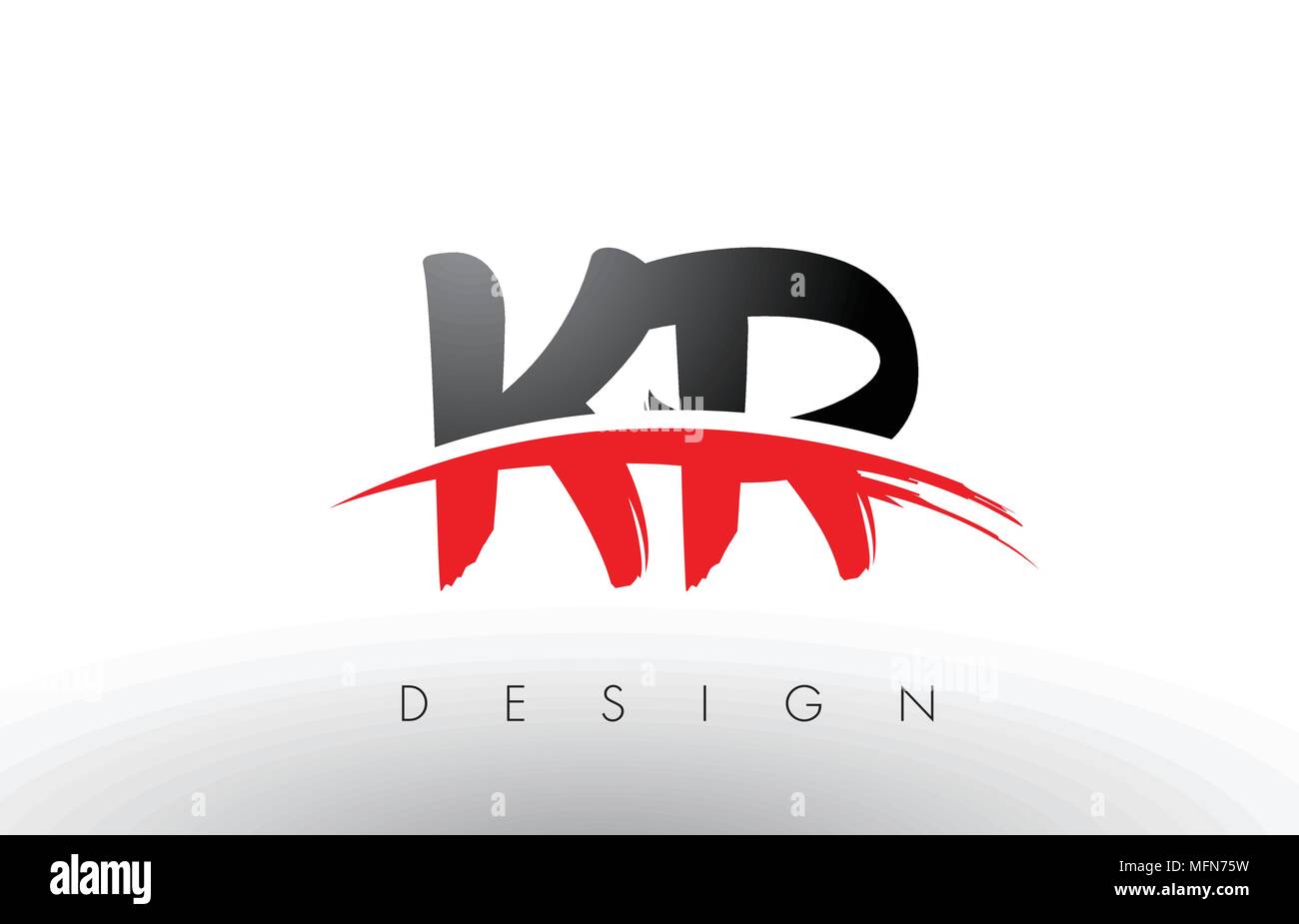KR K R Brush Logo Letters Design with Red and Black Colors and Brush ...