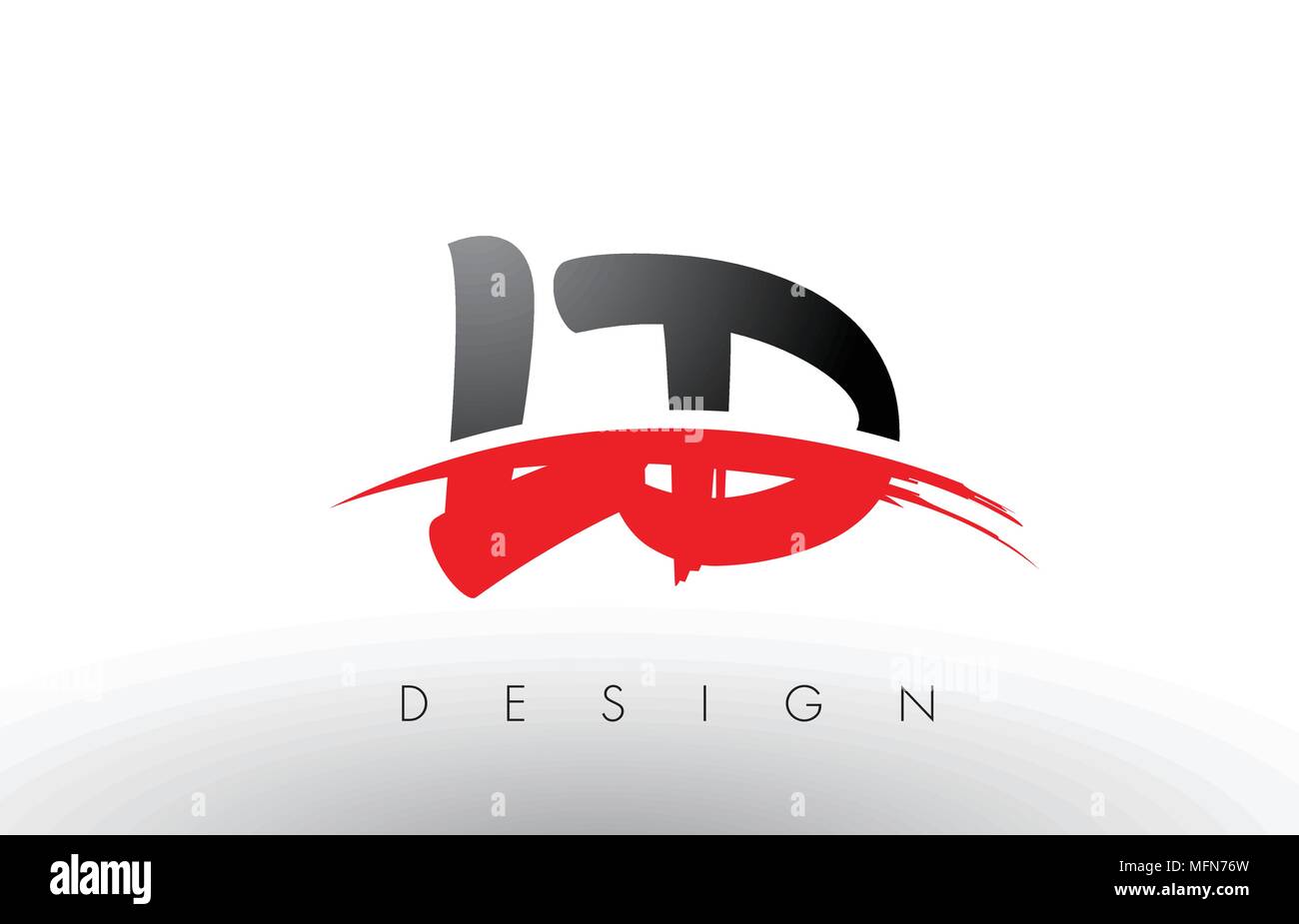LD L D Brush Logo Letters Design with Red and Black Colors and Brush ...