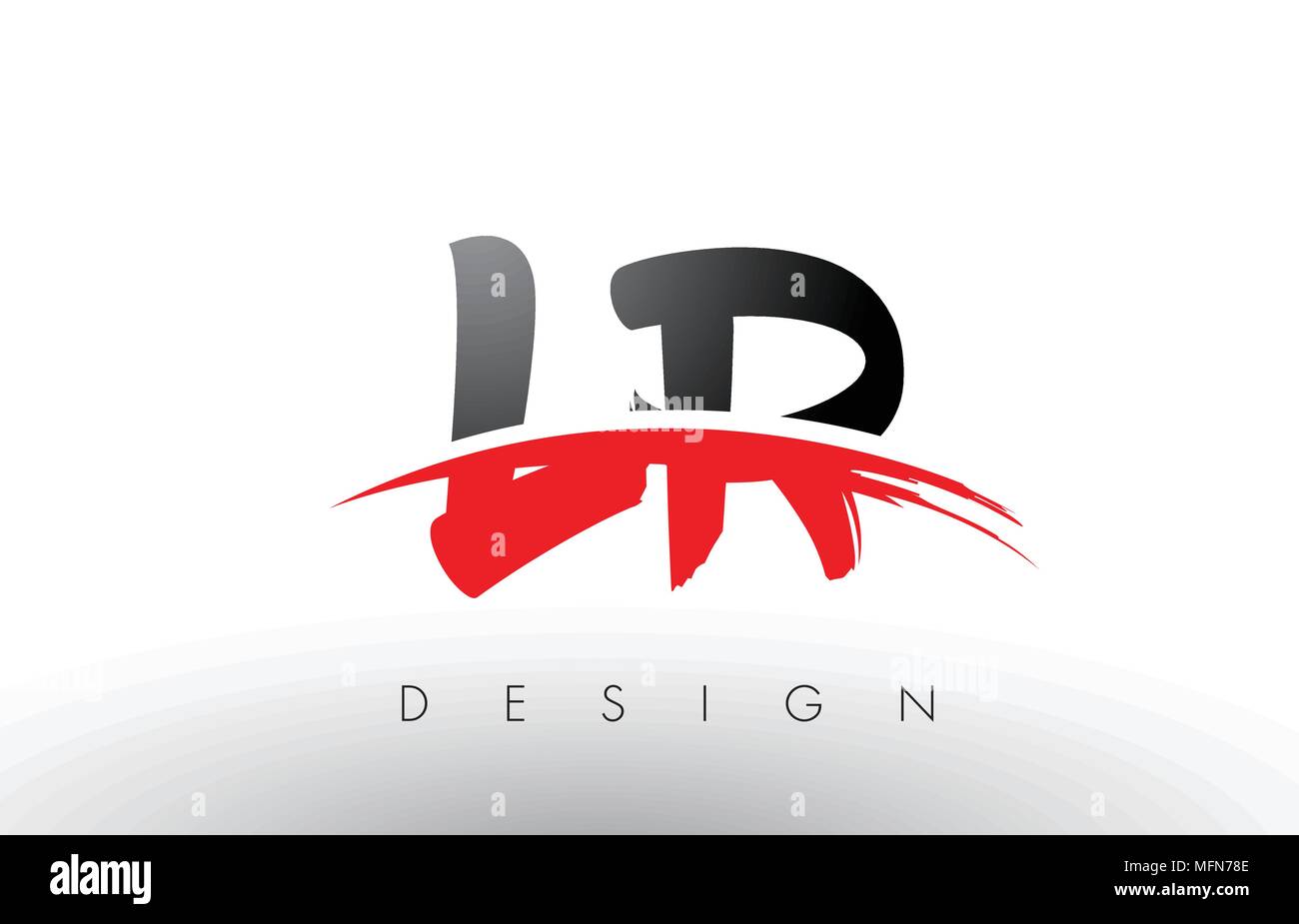 LR L R Brush Logo Letters Design with Red and Black Colors and Brush ...