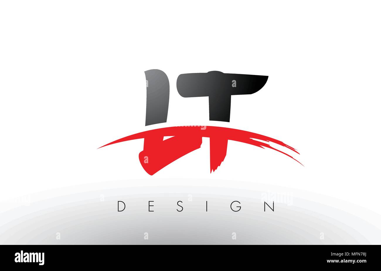 LT L T Brush Logo Letters Design with Red and Black Colors and Brush ...