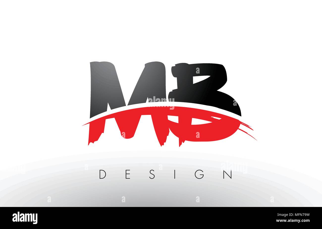 MB M B Brush Logo Letters Design with Red and Black Colors and Brush ...