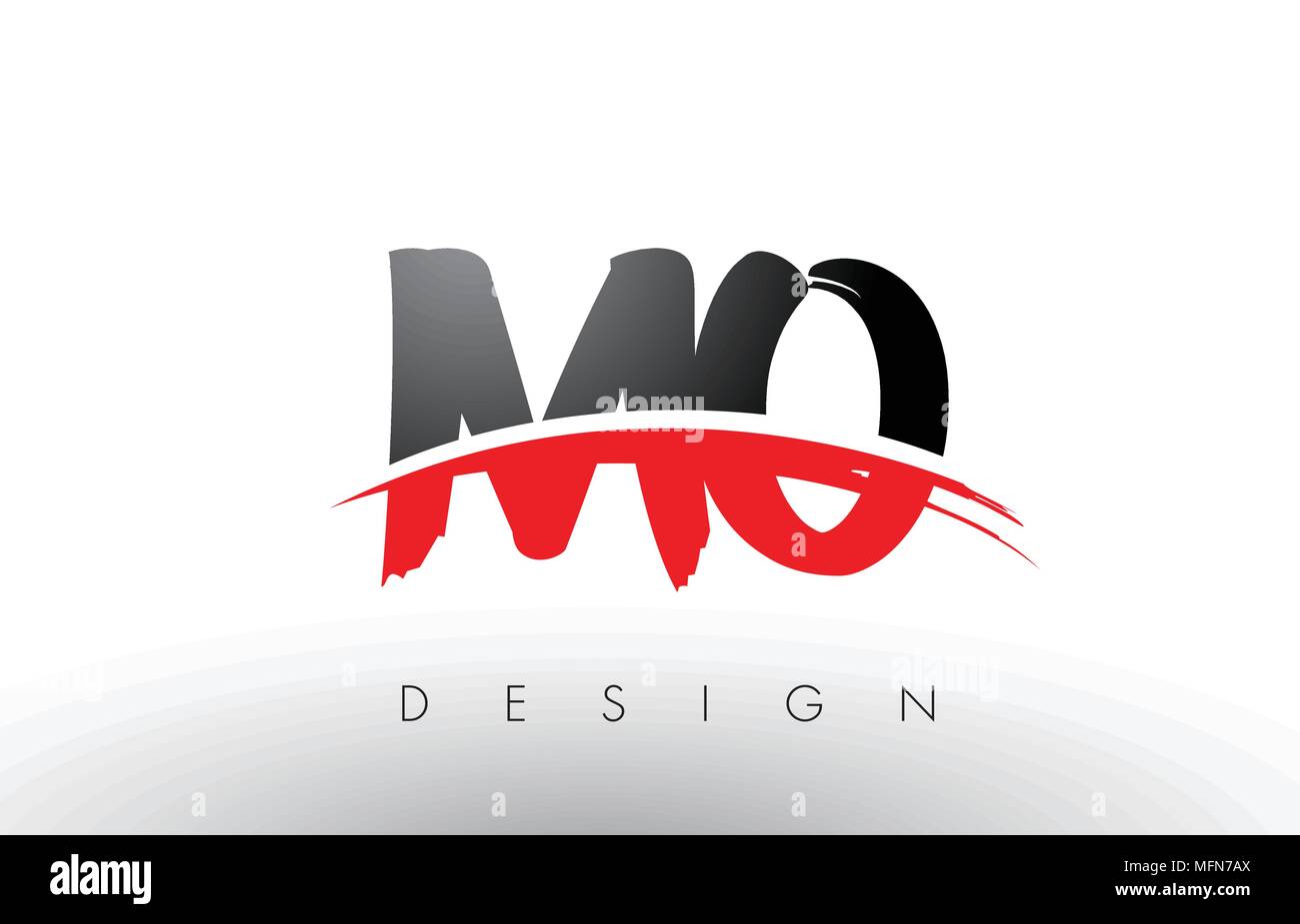 MO M O Brush Logo Letters Design with Red and Black Colors and Brush ...