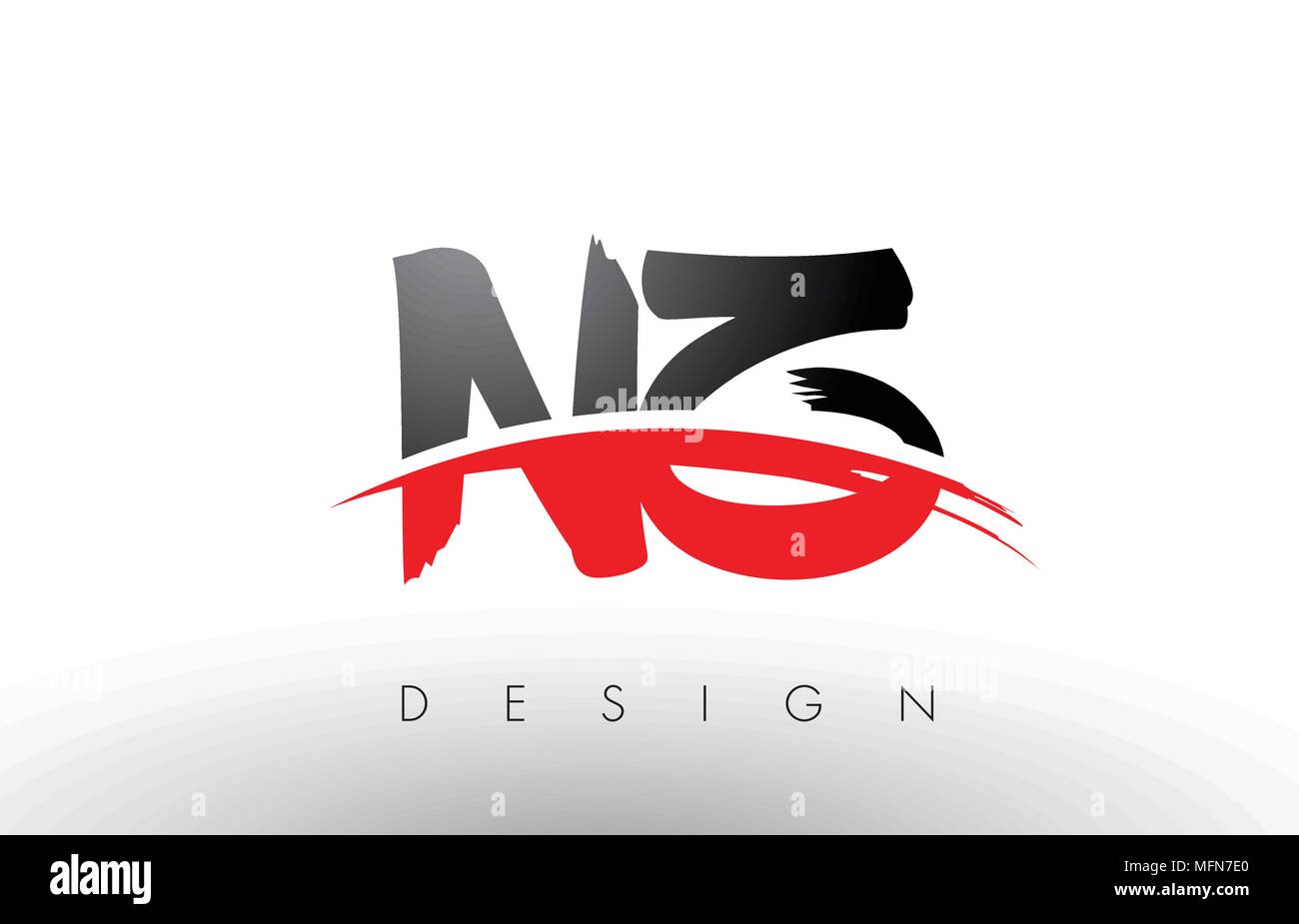 NZ N Z Brush Logo Letters Design with Red and Black Colors and Brush ...