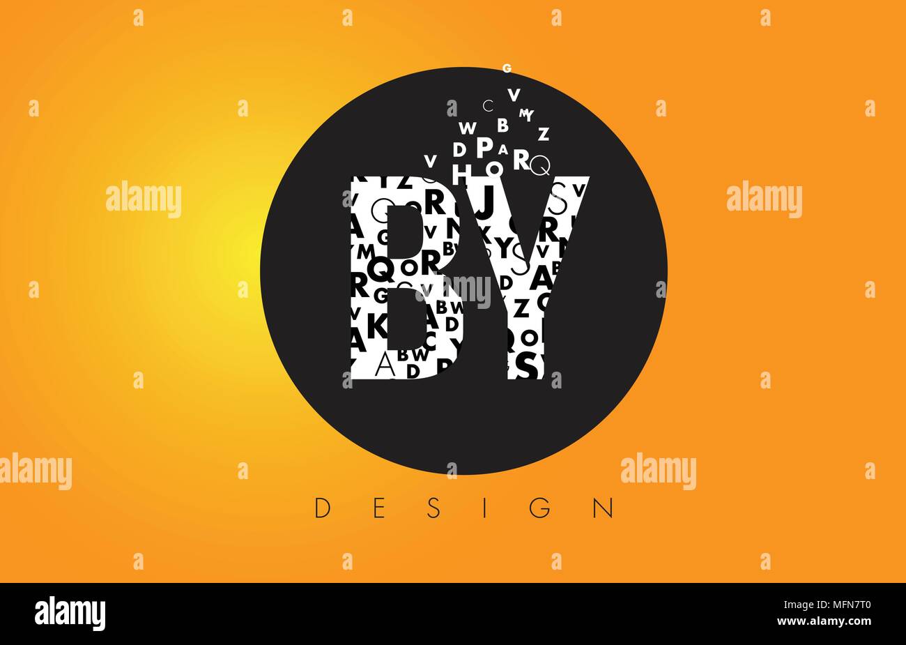 By B Y Logo Design Made Of Small Letters With Black Circle And Yellow Background Stock Vector Image Art Alamy