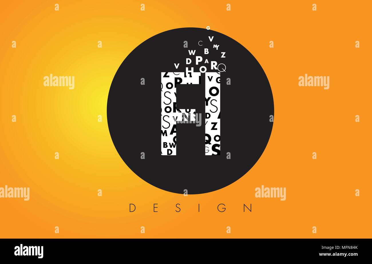 FI F I Logo Design Made of Small Letters with Black Circle and Yellow ...