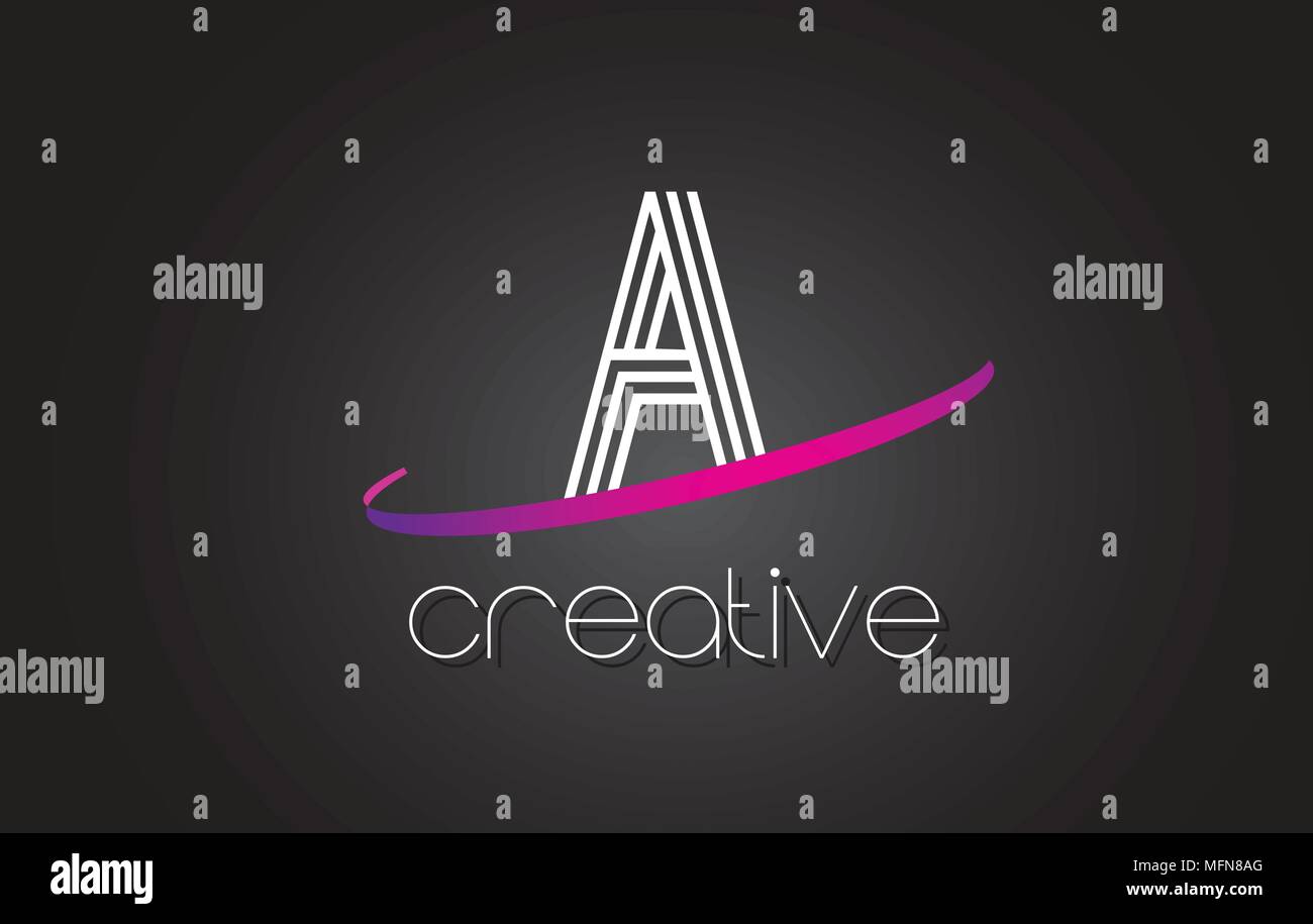 A Letter Logo with Lines Design And Purple Swoosh Vector Letters ...
