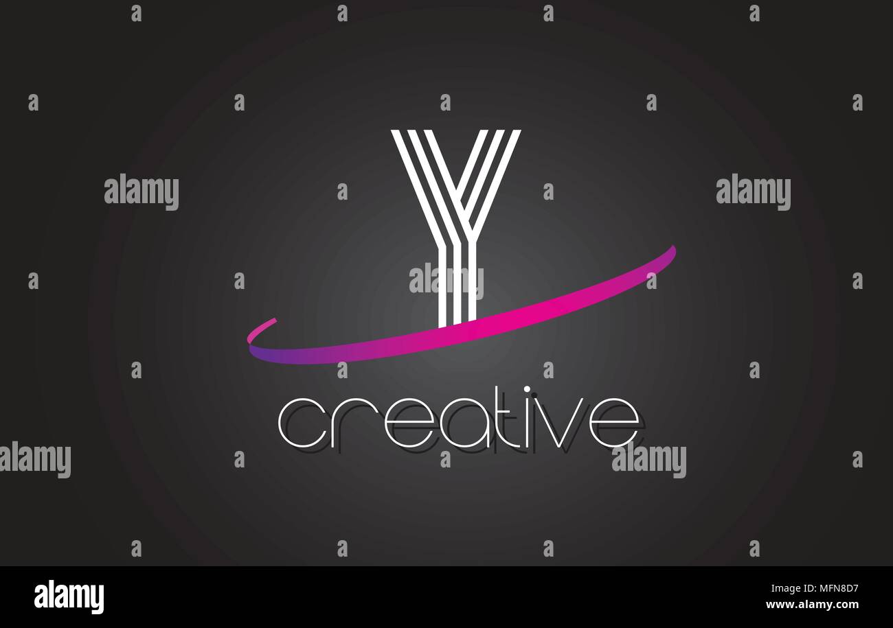 Y Letter Logo with Lines Design And Purple Swoosh Vector Letters ...