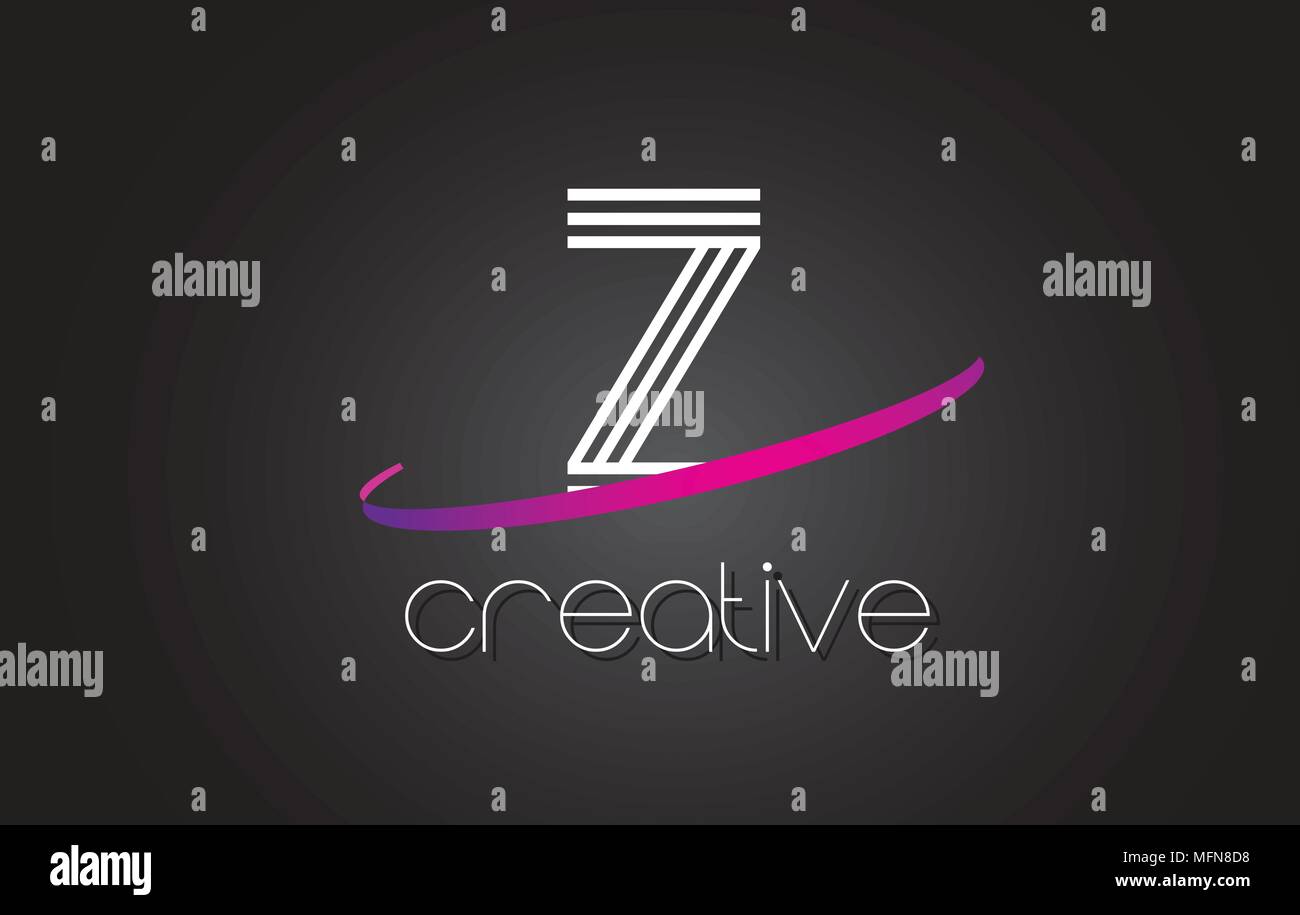 Z Letter Logo with Lines Design And Purple Swoosh Vector Letters ...