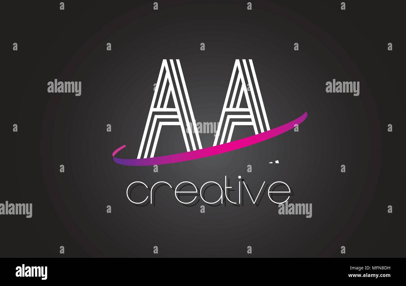 AA A Letter Logo with Lines Design And Purple Swoosh Vector Letters ...