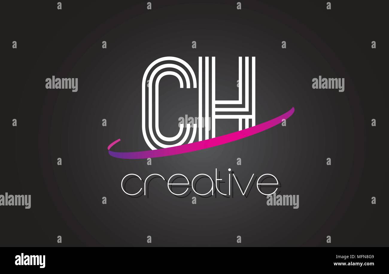 CH C H Letter Logo with Lines Design And Purple Swoosh Vector Letters ...