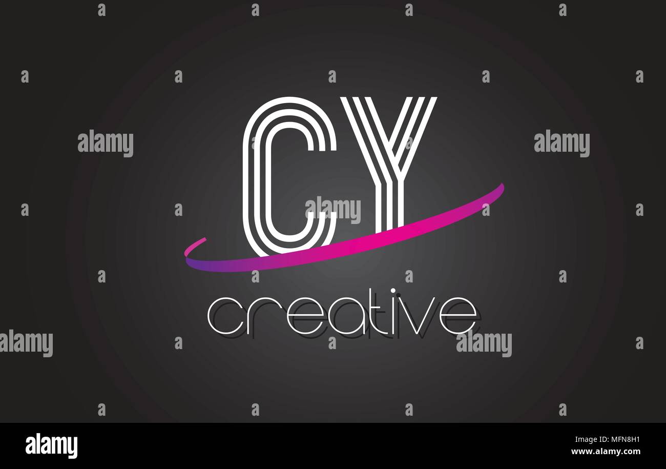 CY C Y Letter Logo with Lines Design And Purple Swoosh Vector Letters ...