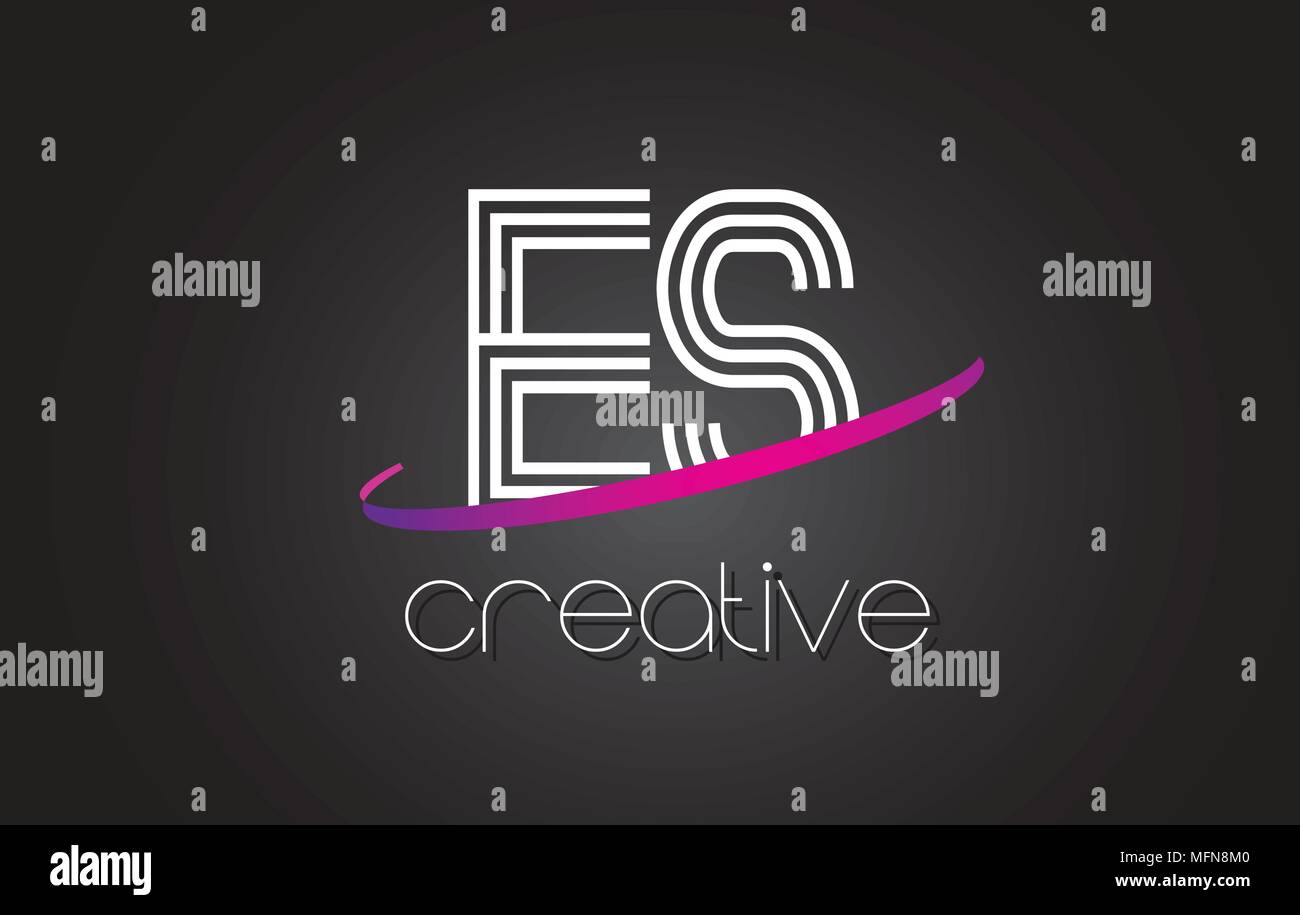 ES E S Letter Logo with Lines Design And Purple Swoosh Vector Letters ...