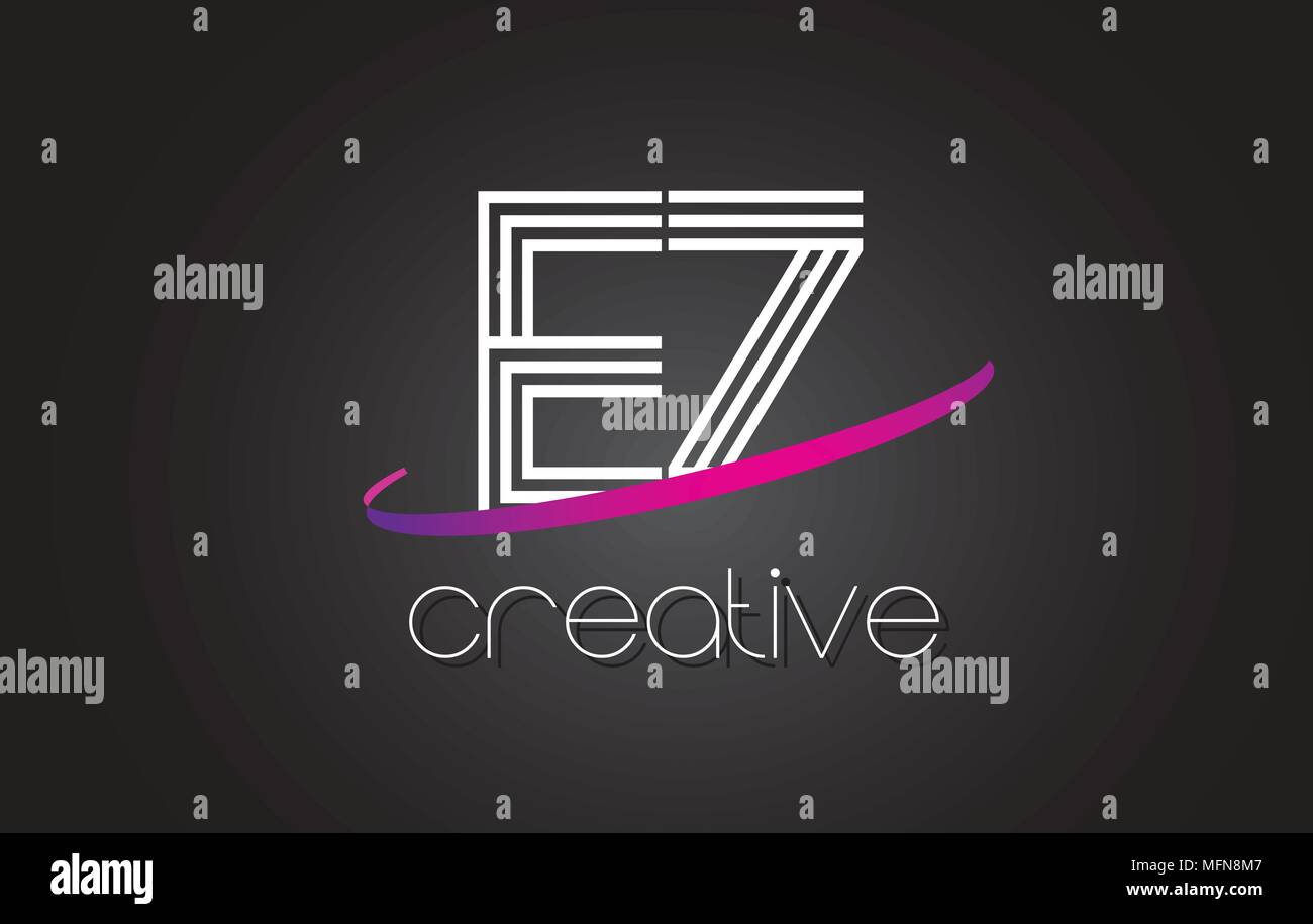 EZ E Z Letter Logo with Lines Design And Purple Swoosh Vector Letters ...