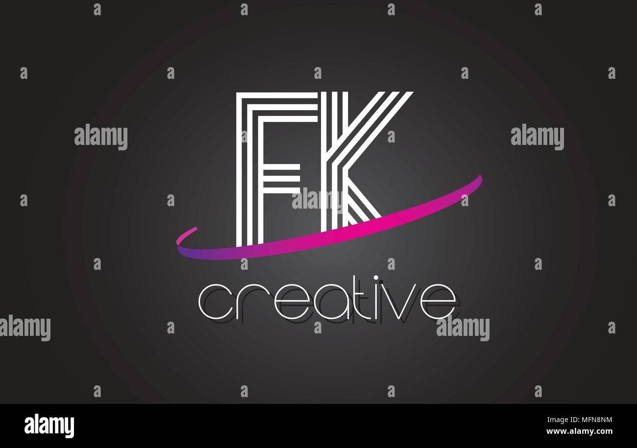 FK F K Letter Logo with Lines Design And Purple Swoosh Vector Letters ...