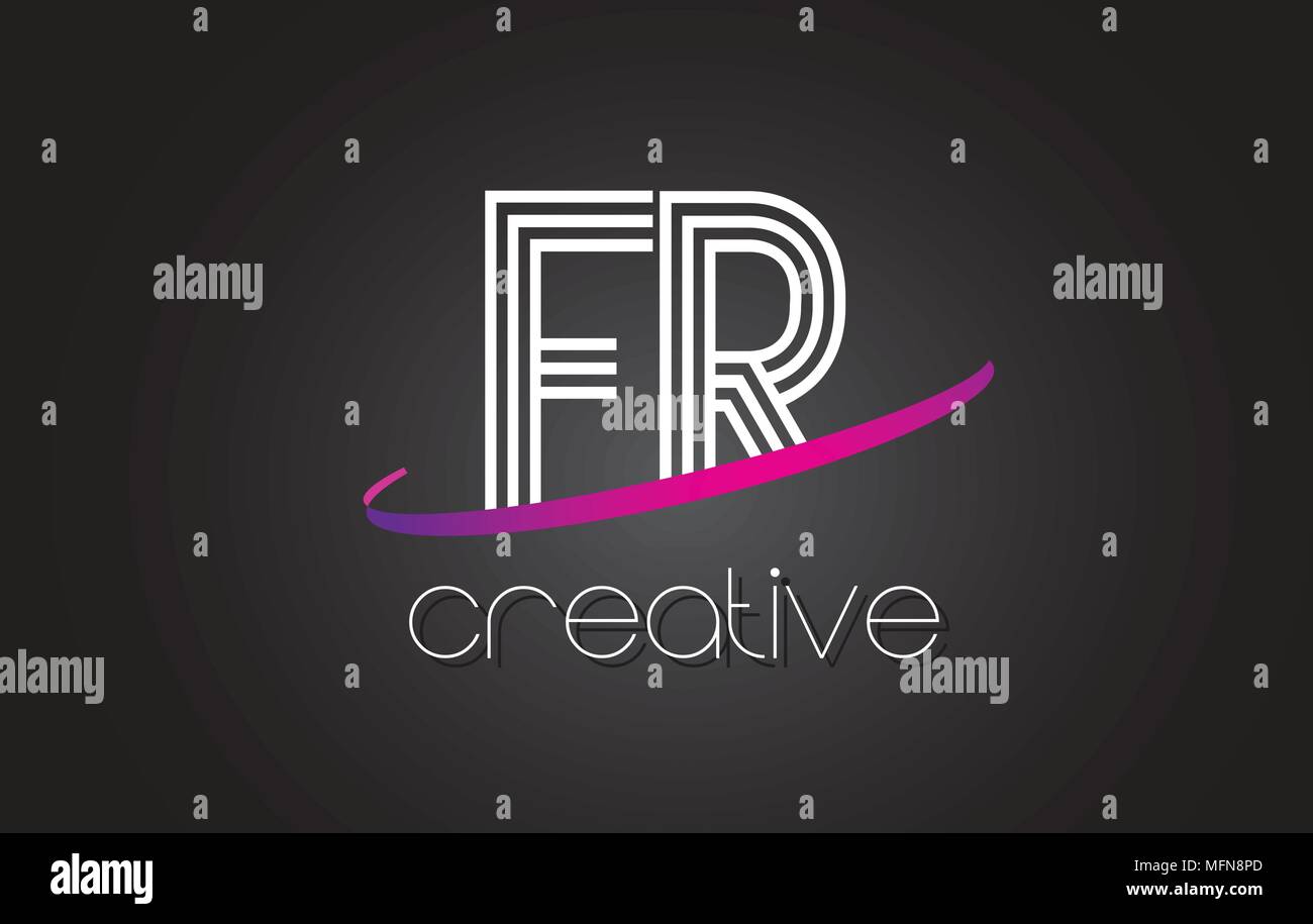 FR F R Letter Logo with Lines Design And Purple Swoosh Vector Letters ...