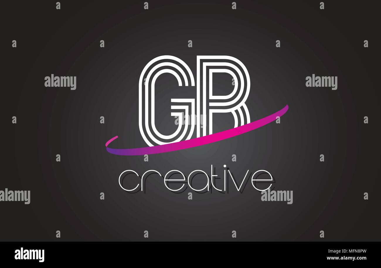 GB G B Letter Logo with Lines Design And Purple Swoosh Vector Letters ...