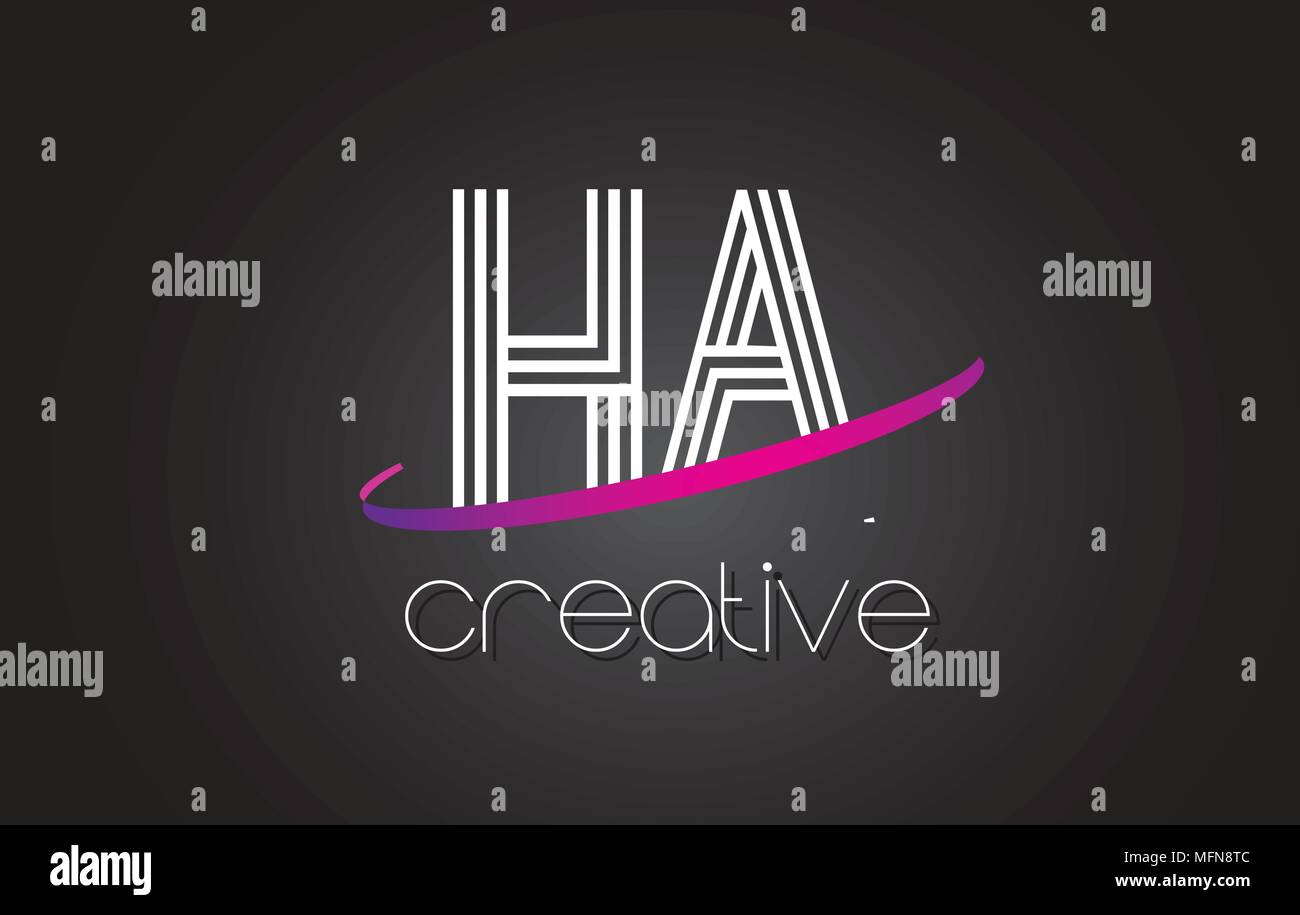 HA H A Letter Logo with Lines Design And Purple Swoosh Vector Letters ...