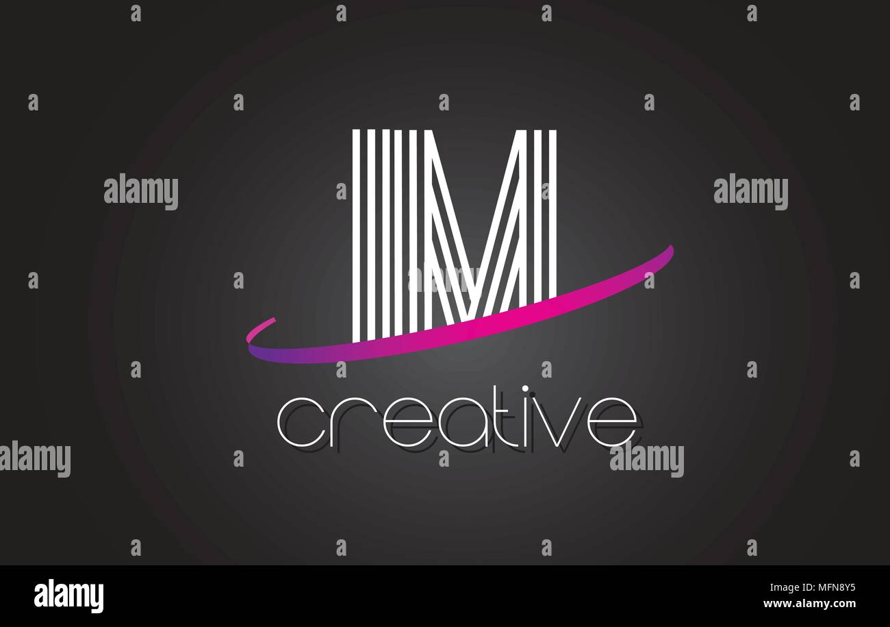IM I M Letter Logo with Lines Design And Purple Swoosh Vector Letters ...