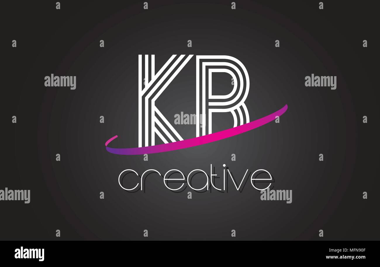 KB K B Letter Logo with Lines Design And Purple Swoosh Vector Letters ...