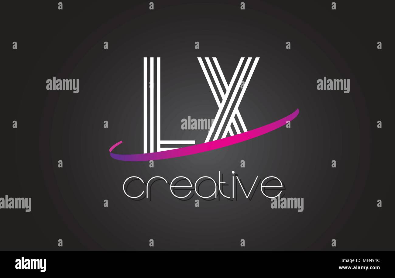 LX L X Letter Logo with Lines Design And Purple Swoosh Vector Letters ...