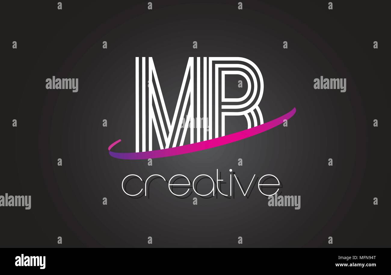 MB M B Letter Logo with Lines Design And Purple Swoosh Vector Letters ...