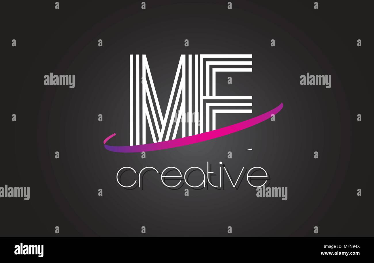 ME M E Letter Logo with Lines Design And Purple Swoosh Vector Letters ...
