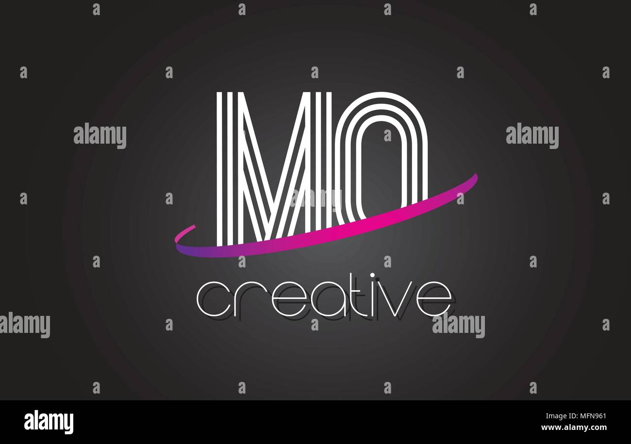 MO M O Letter Logo with Lines Design And Purple Swoosh Vector Letters ...