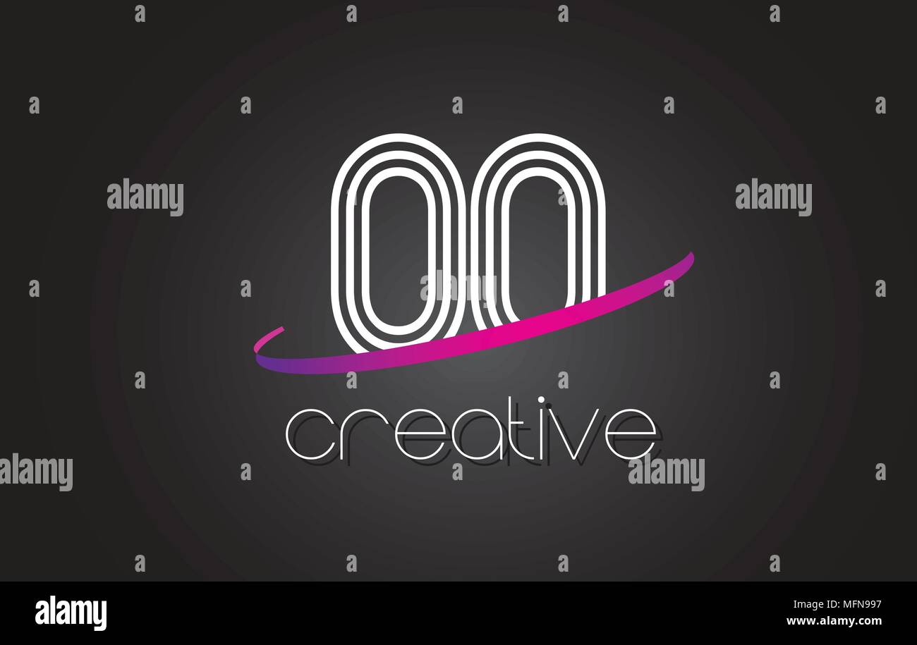OO O Letter Logo with Lines Design And Purple Swoosh Vector Letters ...