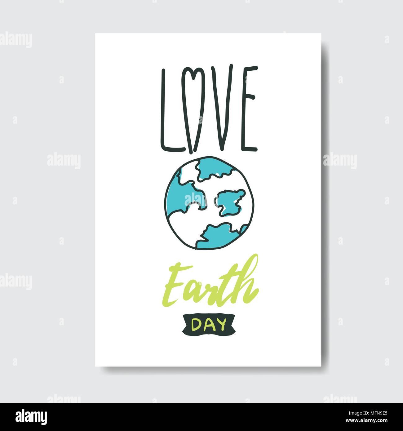 Love Earth Day Greeting Card Save Holiday Event Concept Stock