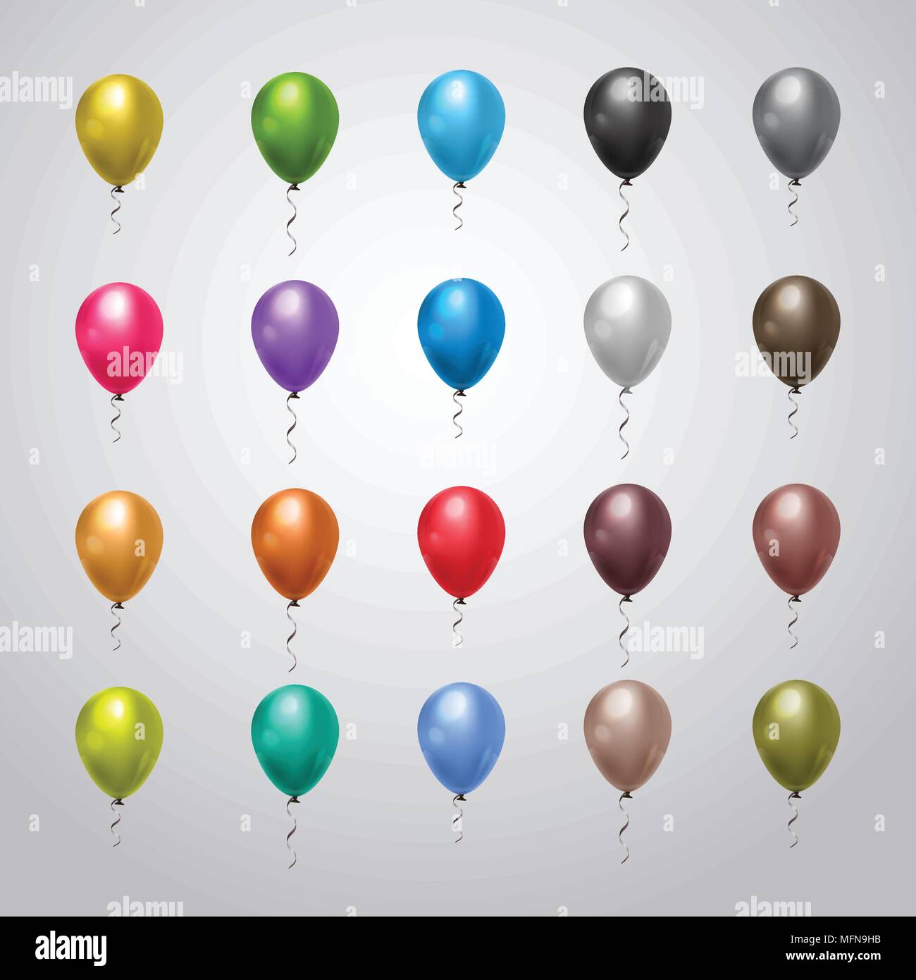 Shiny decorative ribbons hanging from helium balloons Stock Photo - Alamy