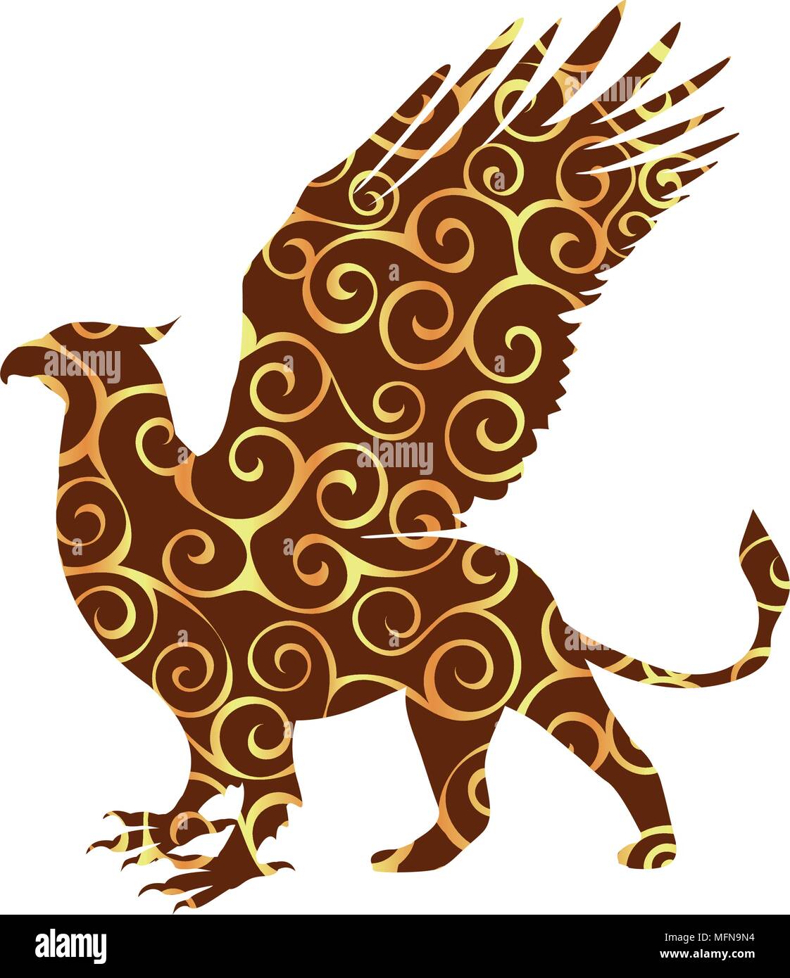 Griffin pattern silhouette ancient mythology fantasy. Vector illustration. Stock Vector