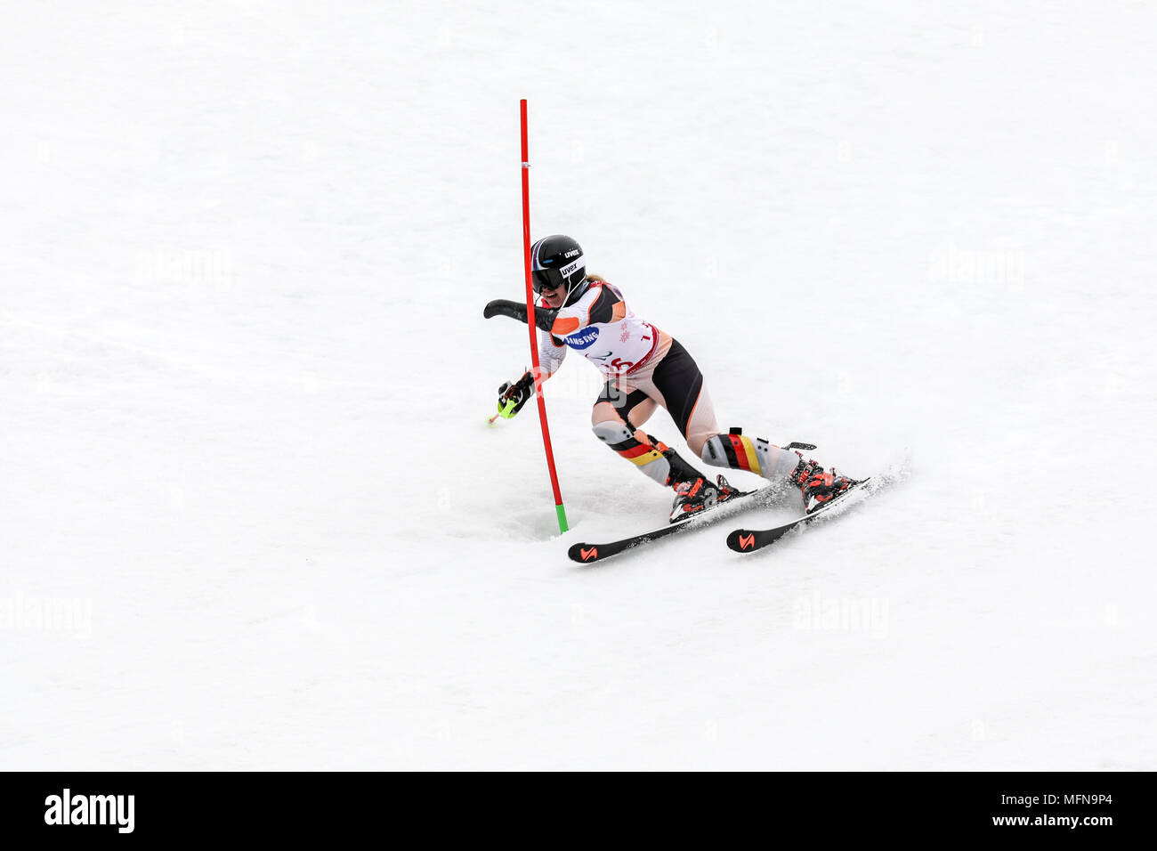 PyeongChang 2018 March 18th . Women's Slalom. Winter paralympic games. Stock Photo