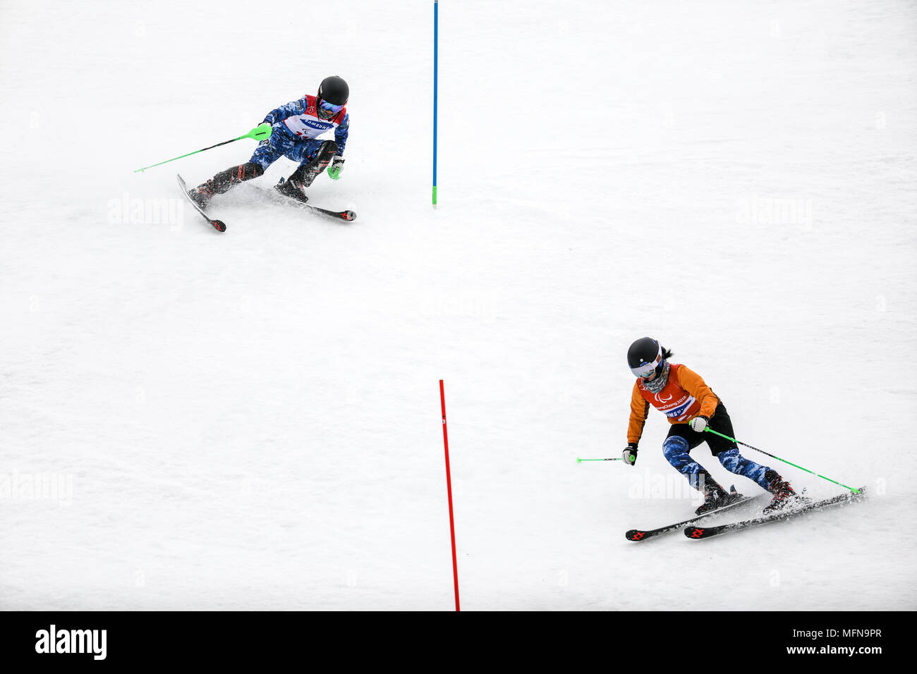 PyeongChang 2018 March 18th . Women's Slalom. Winter paralympic games. Stock Photo