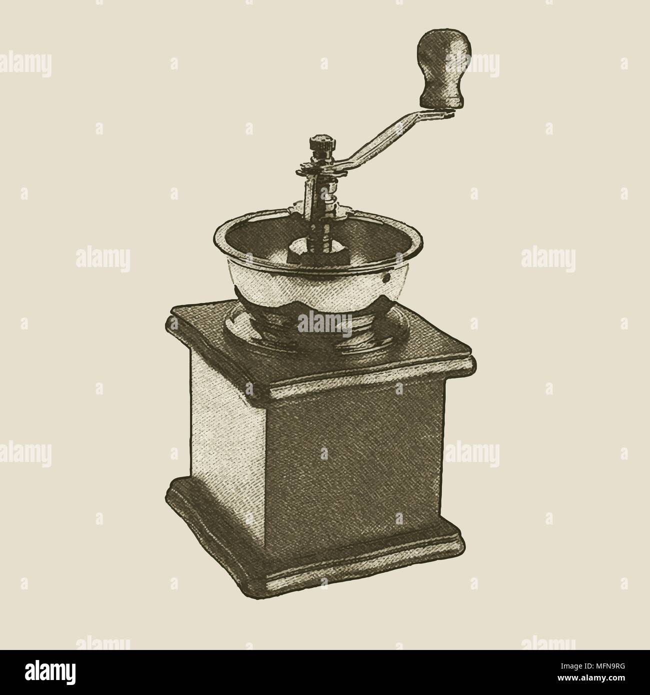 hand drawn vintage coffee grinder, vector eps 10 Stock Vector