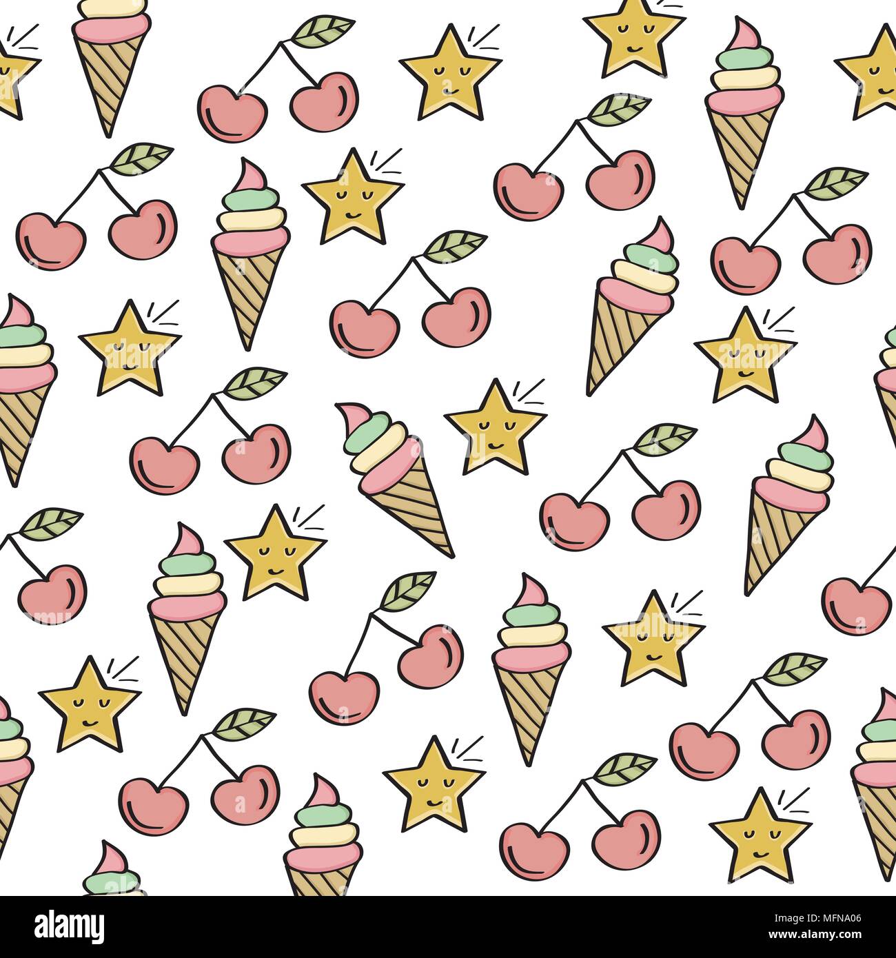 Doodle seamless pattern with sweets elements. Vector Stock Vector