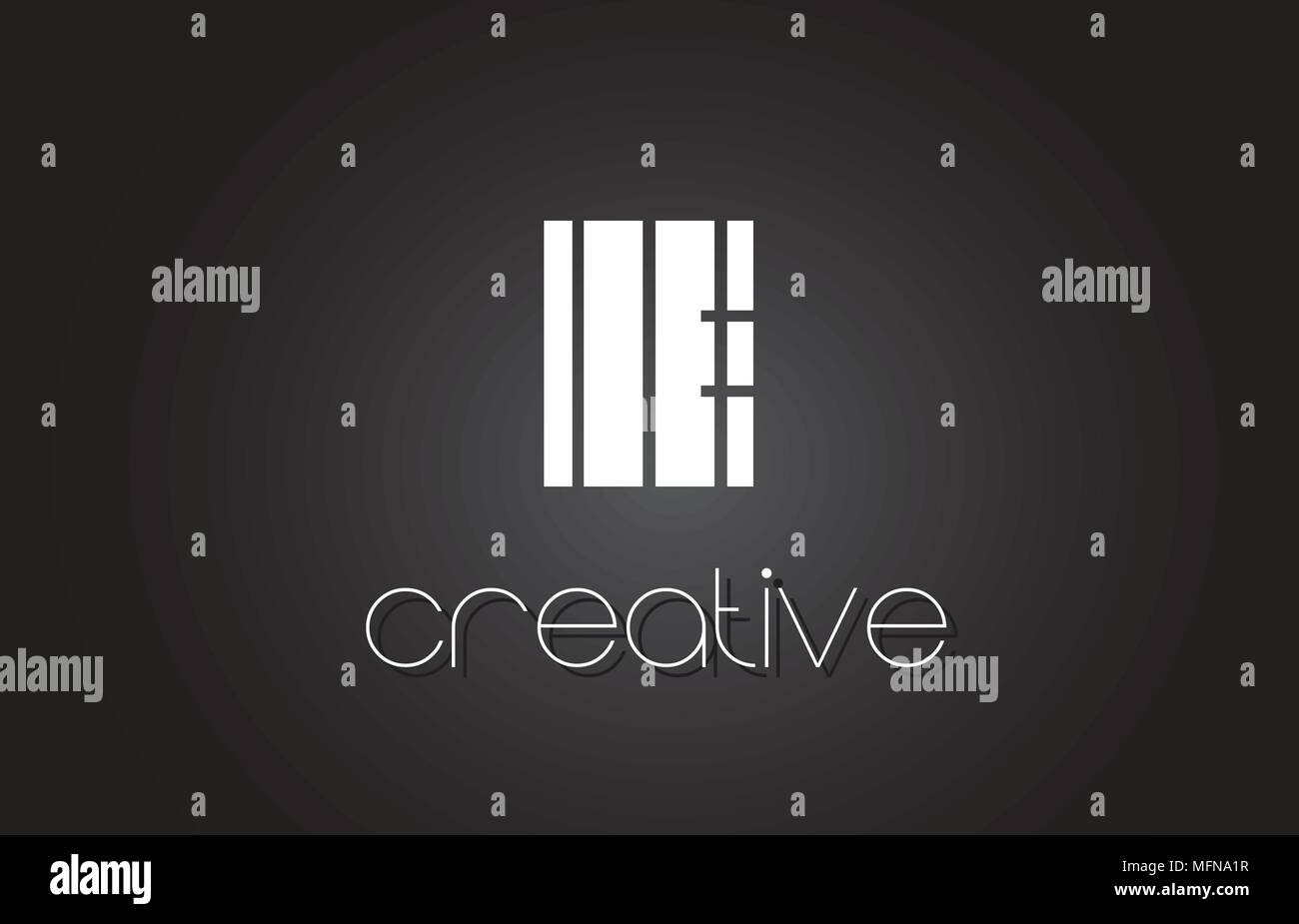 E Creative Letter Logo Design With White and Black Lines Stock Vector ...
