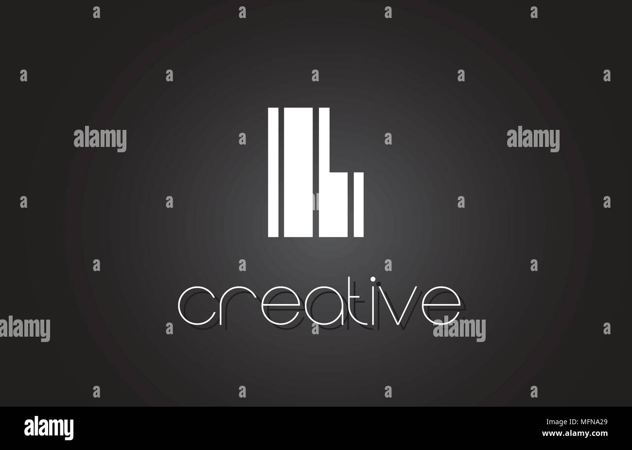 L Creative Letter Logo Design With White and Black Lines Stock Vector ...