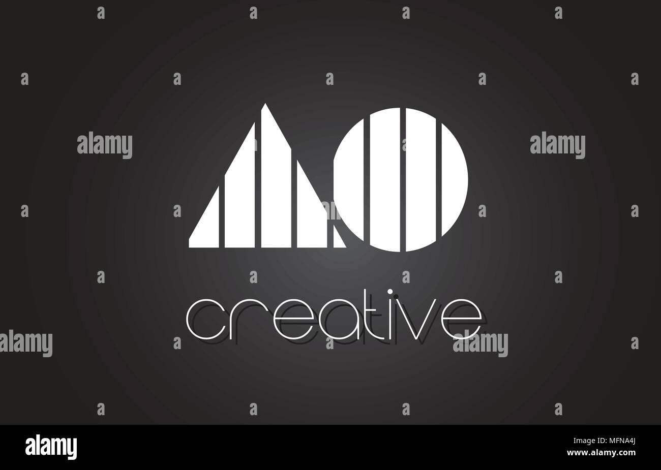 AO A O Creative Letter Logo Design With White and Black Lines Stock ...