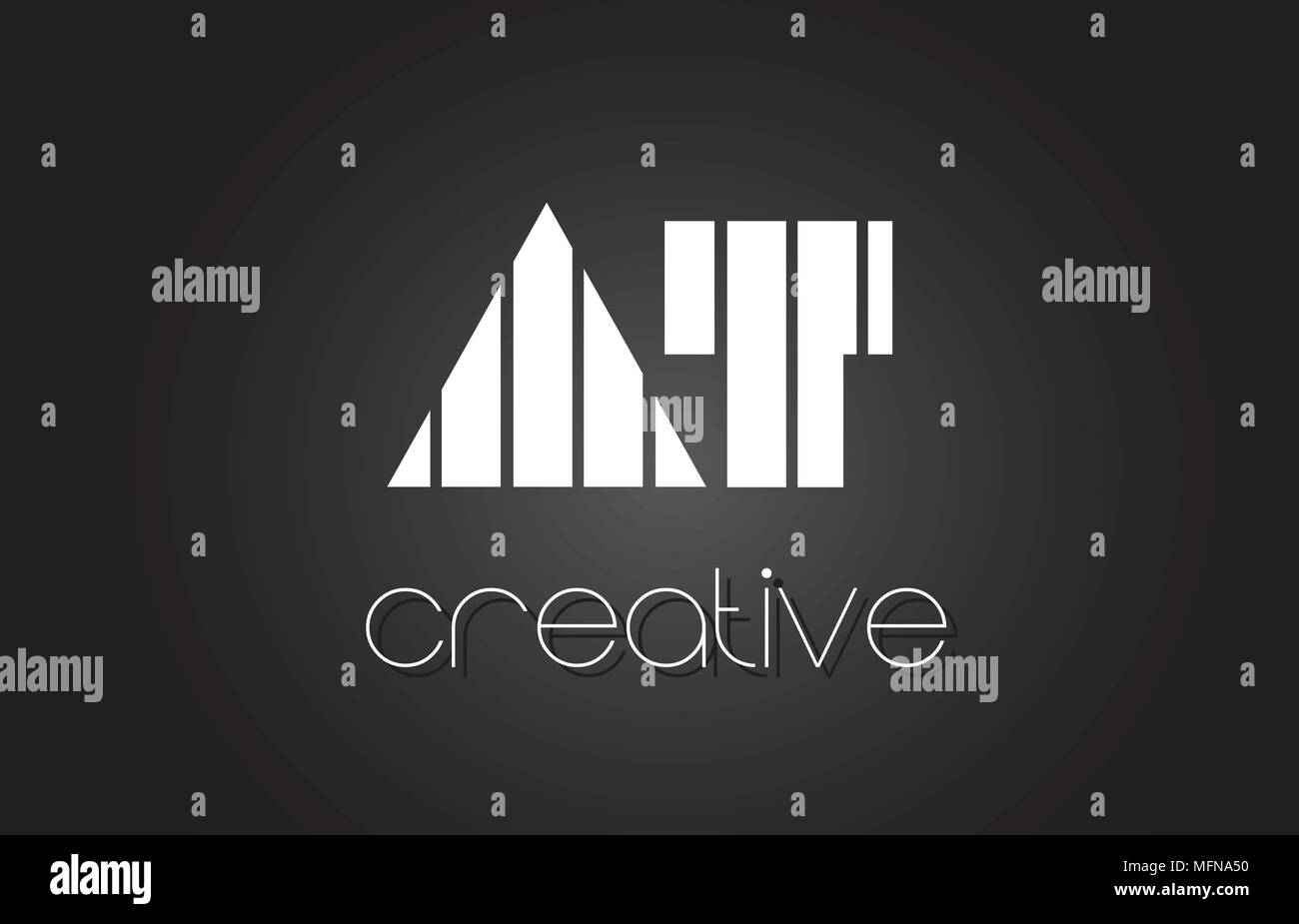 AT A T Creative Letter Logo Design With White and Black Lines Stock ...
