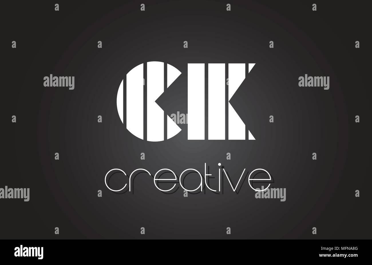 CK C K Creative Letter Logo Design With White and Black Lines Stock ...