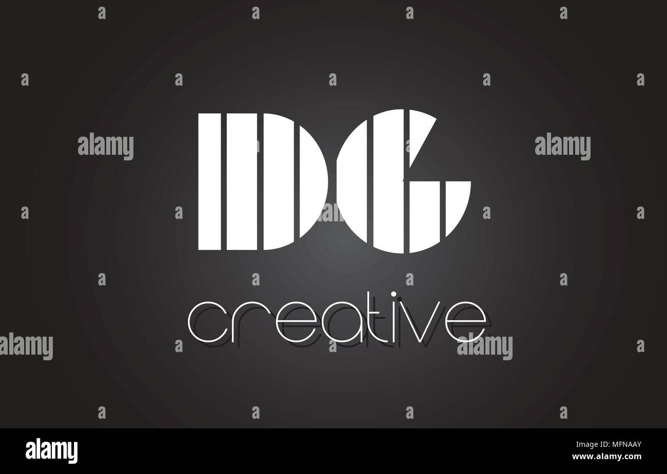 DG D G Creative Letter Logo Design With White and Black Lines. Stock Vector