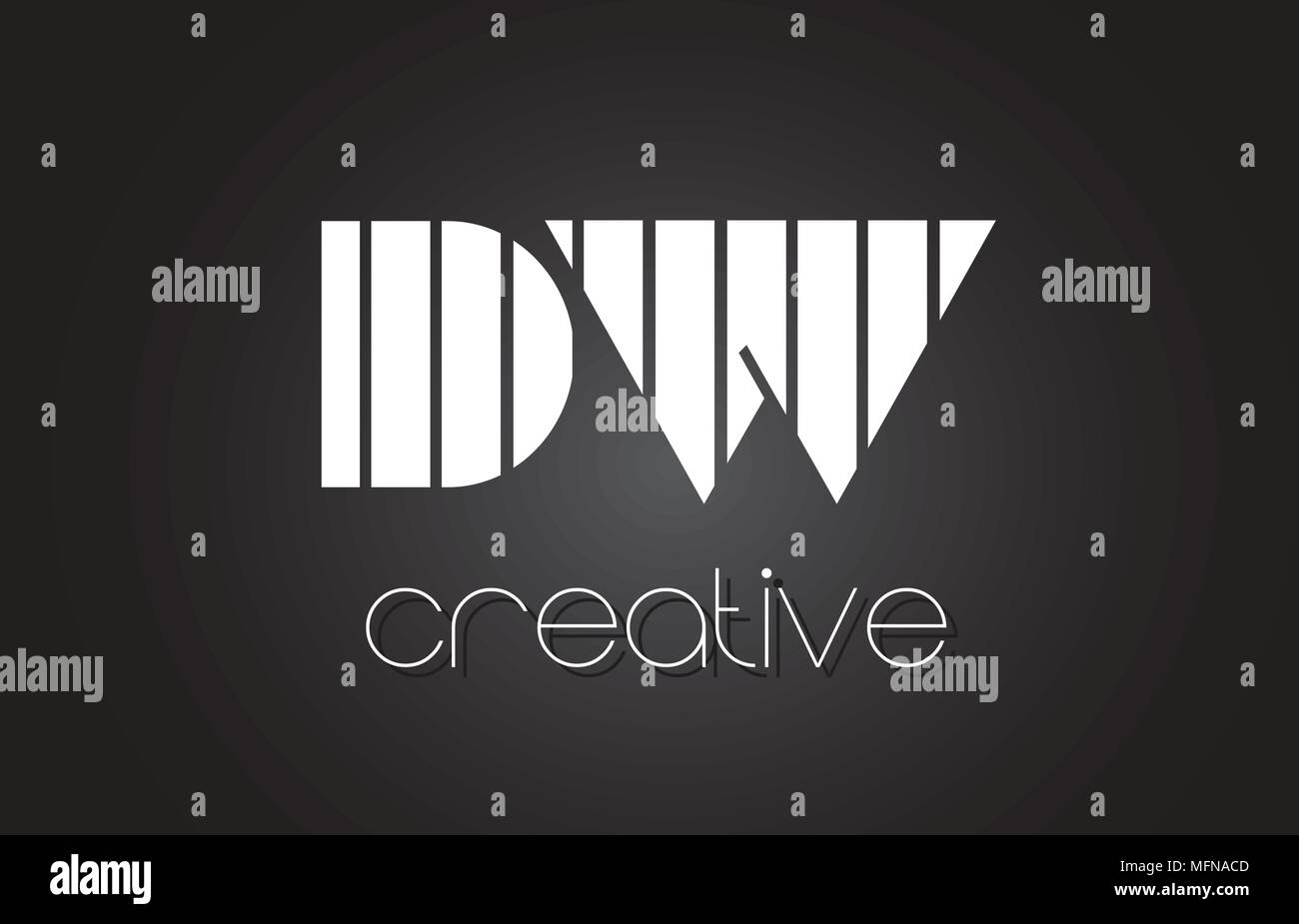DW D W Creative Letter Logo Design With White and Black Lines. Stock Vector