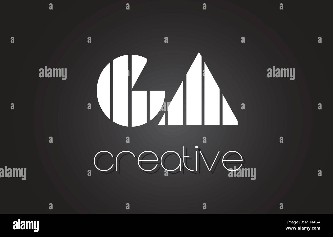 GA G A Creative Letter Logo Design With White and Black Lines. Stock Vector