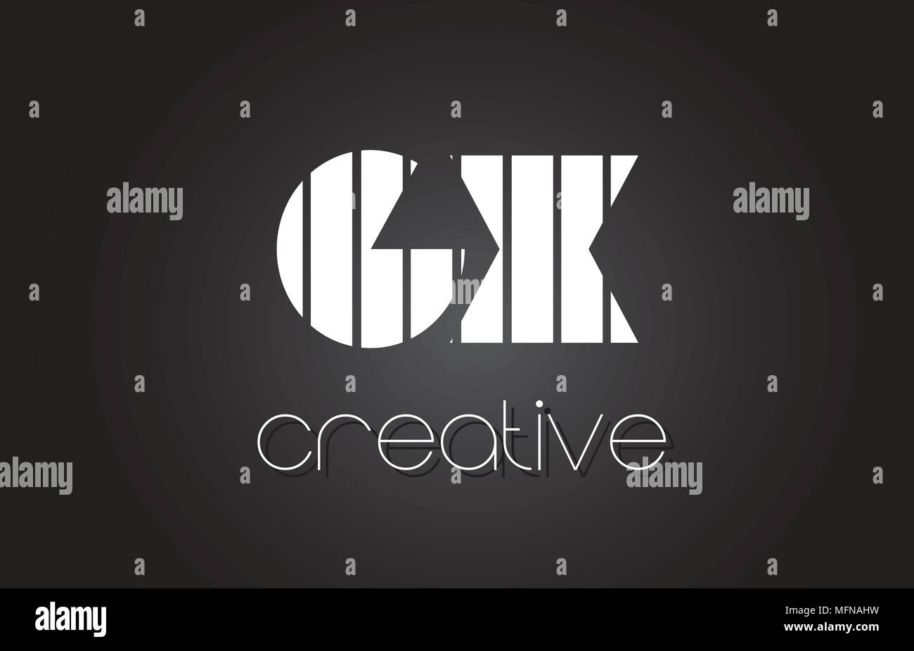 GX G X Creative Letter Logo Design With White and Black Lines Stock ...