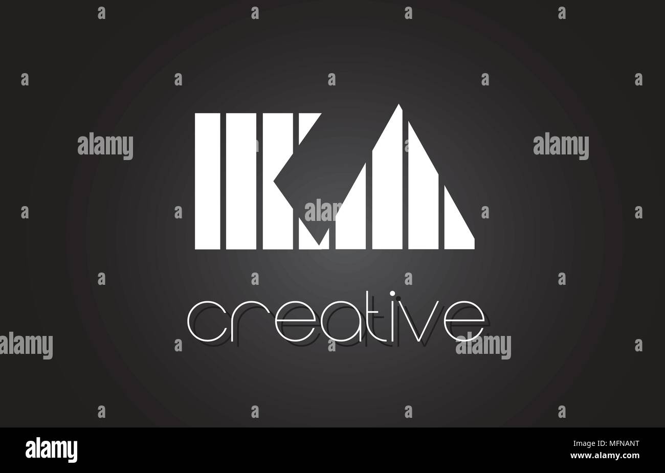 KA K A Creative Letter Logo Design With White and Black Lines Stock