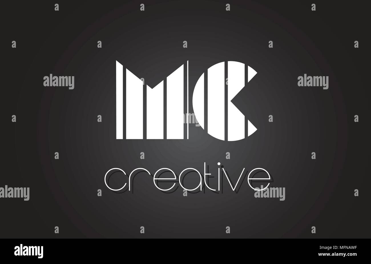 MC M C Creative Letter Logo Design With White and Black Lines Stock ...