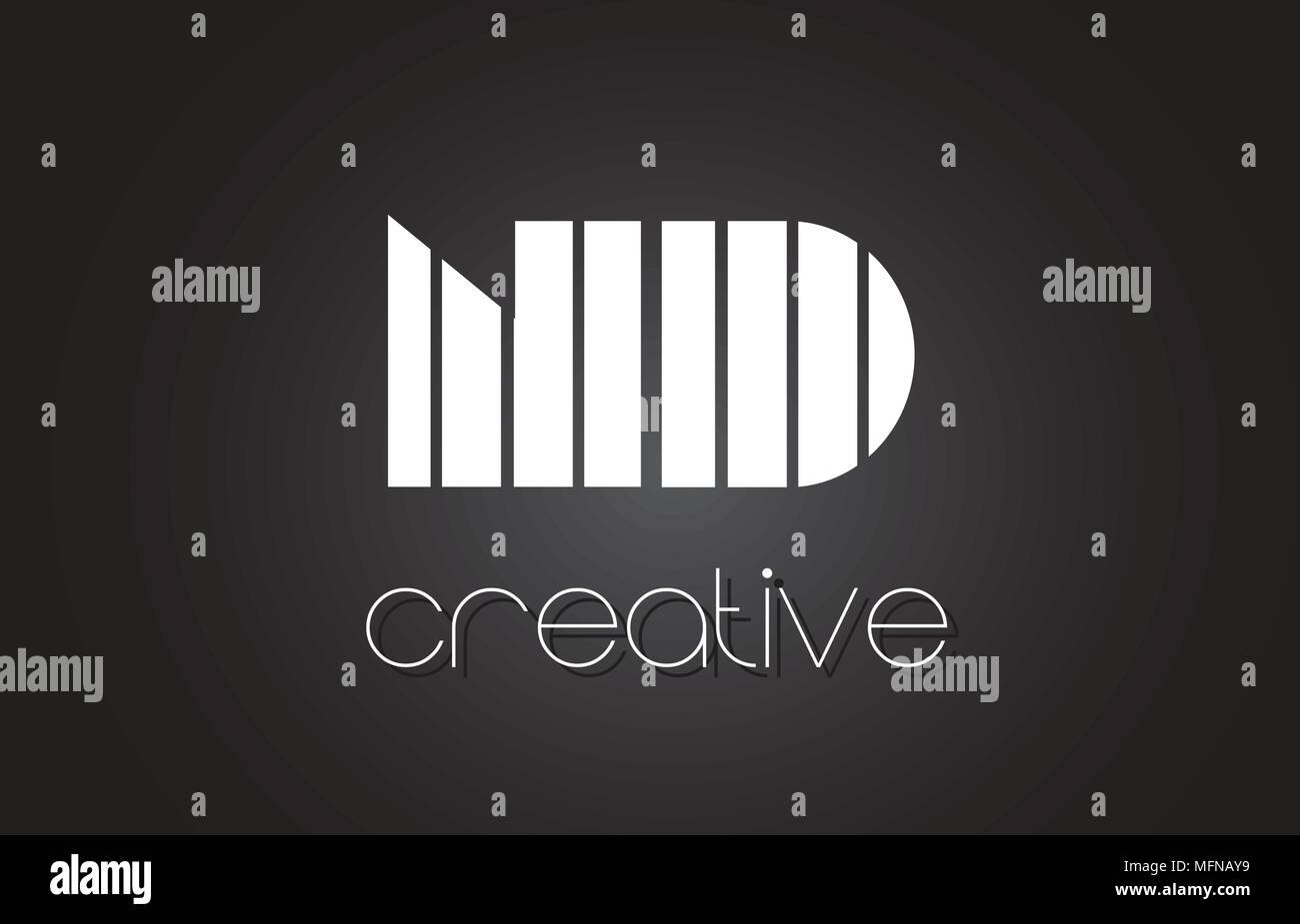 ND N D Creative Letter Logo Design With White and Black Lines Stock ...
