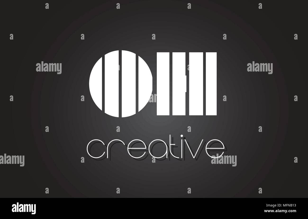 OH O H Creative Letter Logo Design With White and Black Lines Stock ...