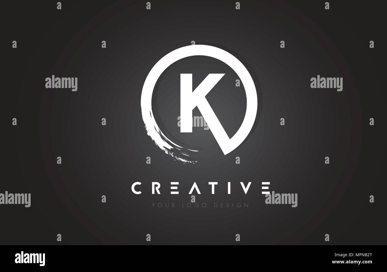 K Circular Letter Logo with Circle Brush Design and Black Background