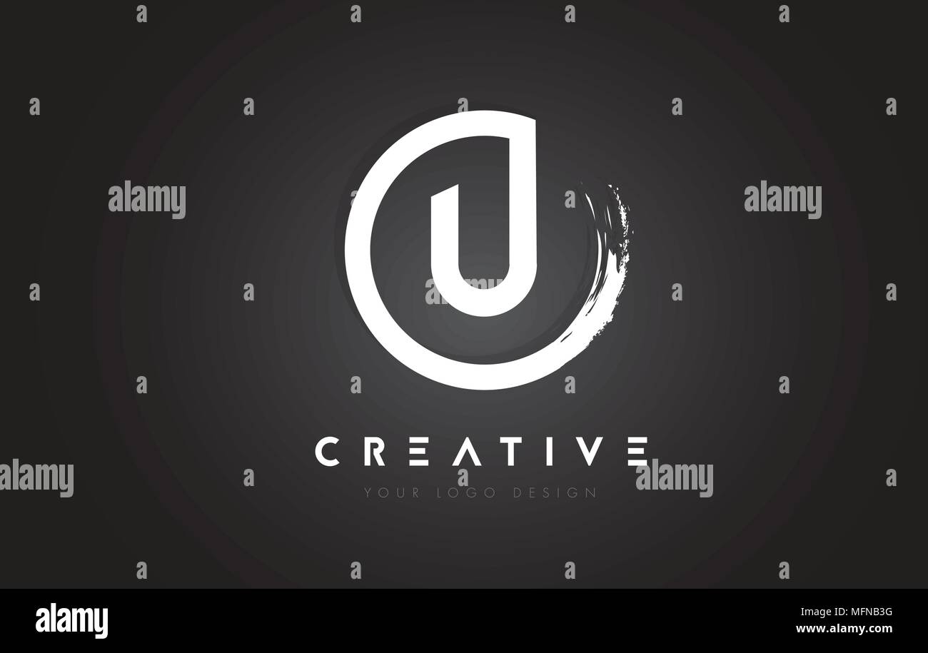U Circular Letter Logo with Circle Brush Design and Black Background ...